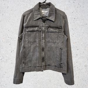 Topman Classic Trucker Jean Jacket Zip Up Gray Size Medium